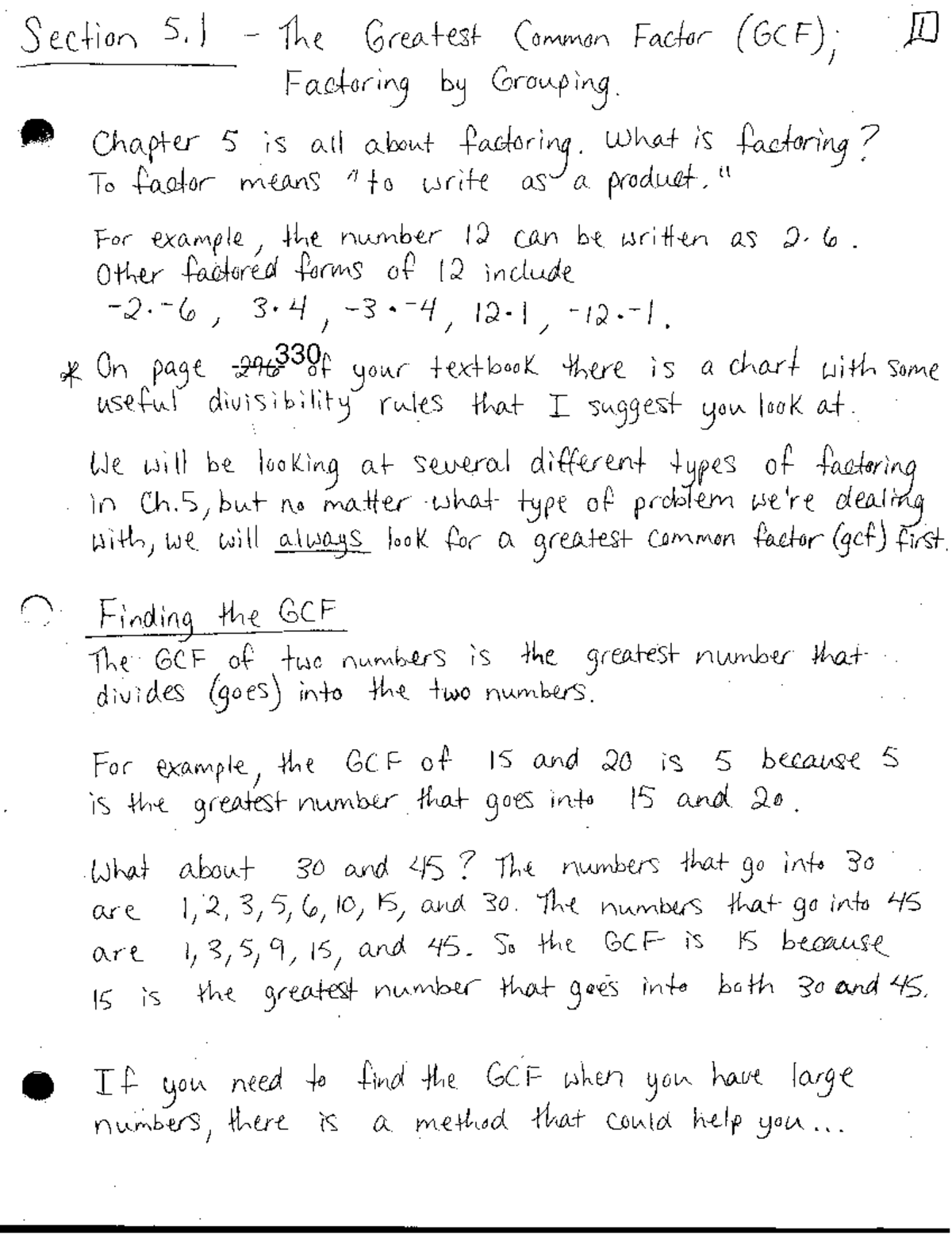 Chapter 5.1: Understanding the Greatest Common Factor and Factoring ...