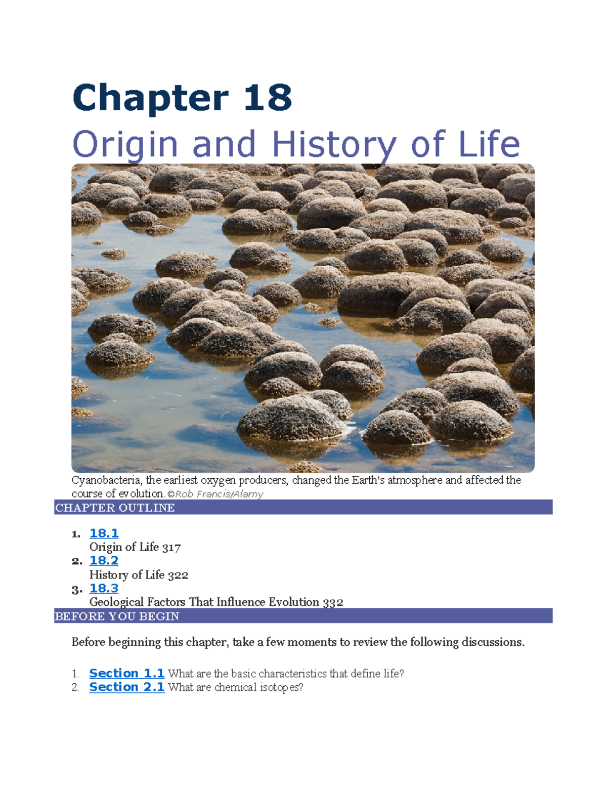 Chapter 18 - LECTURE NOTES - Chapter 18 Origin and History of Life ...