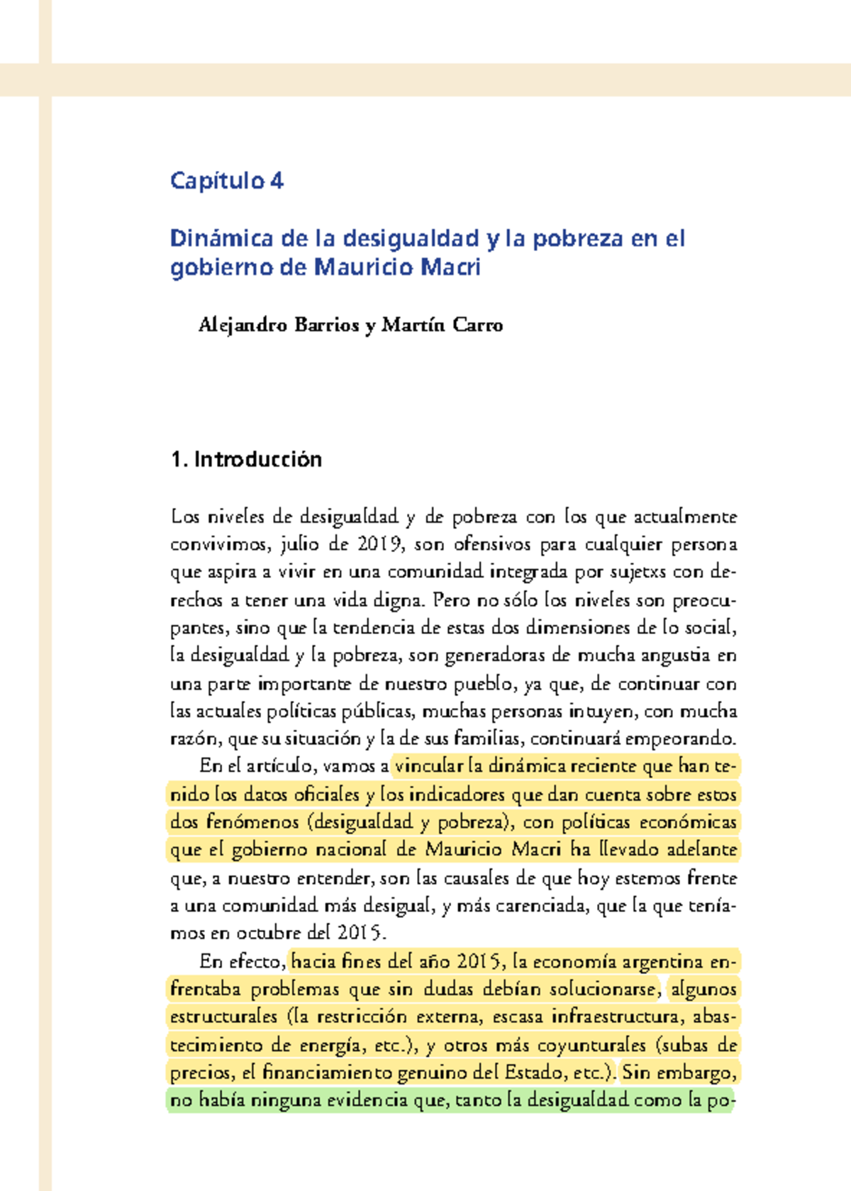 Capítulo 4: Dinámica de la Desigualdad y Pobreza en el Gobierno de ...