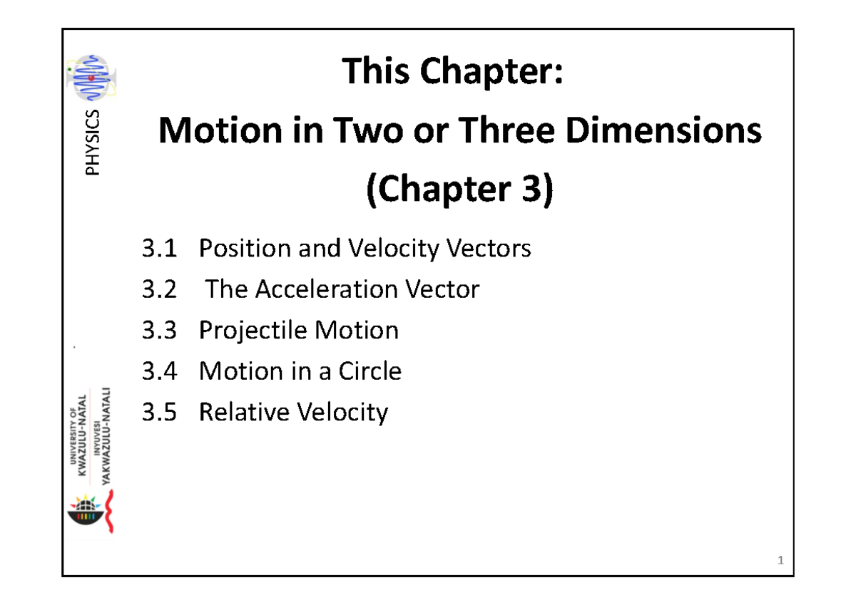 CH03 Motion in 2-3 D, University Physics, YF, 13 ed - This Chapter ...