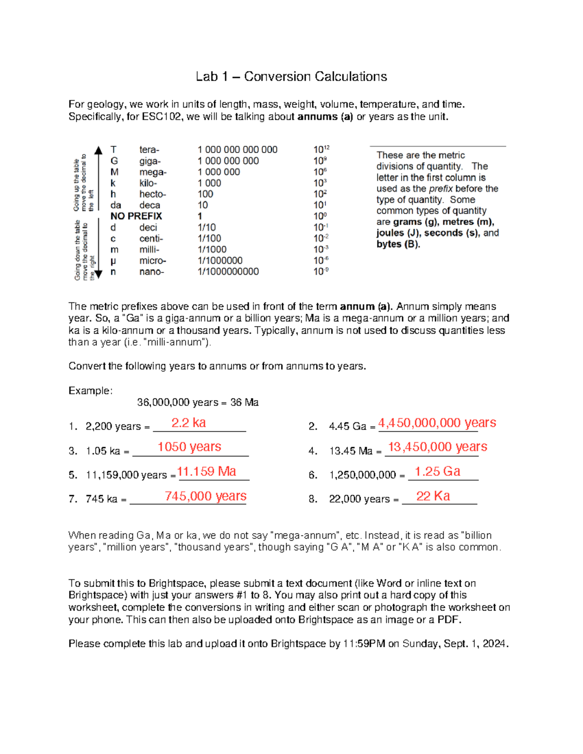 ESC102 Lab 1: Conversion Calculations for Annum Units - Studocu