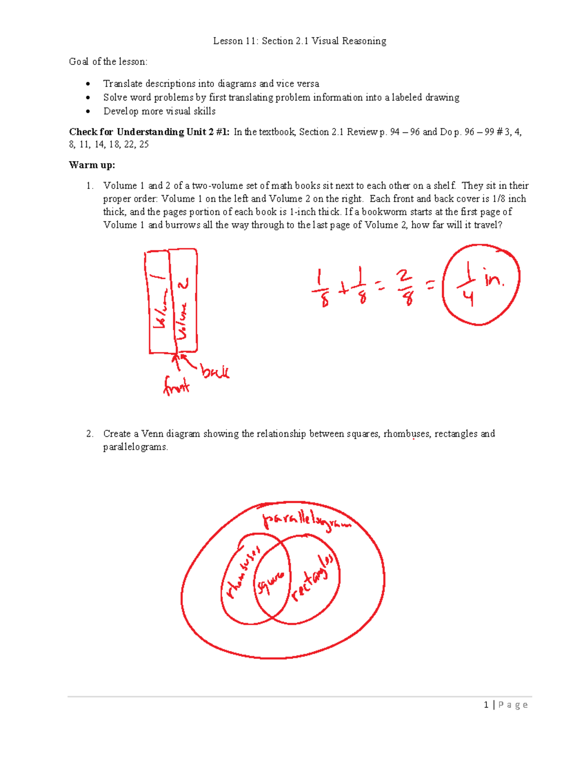Lesson 11: Section 2.1 Visual Reasoning & Problem Solving Activities ...