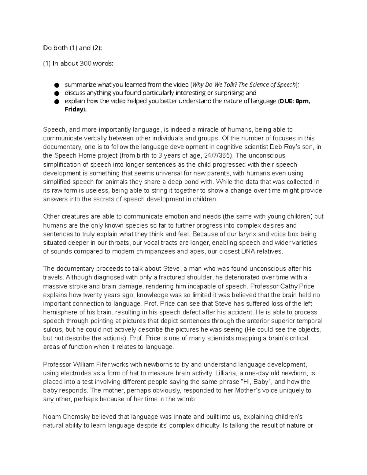 ENG1001: Why Do We Talk? Exploring the Science of Speech & Language ...
