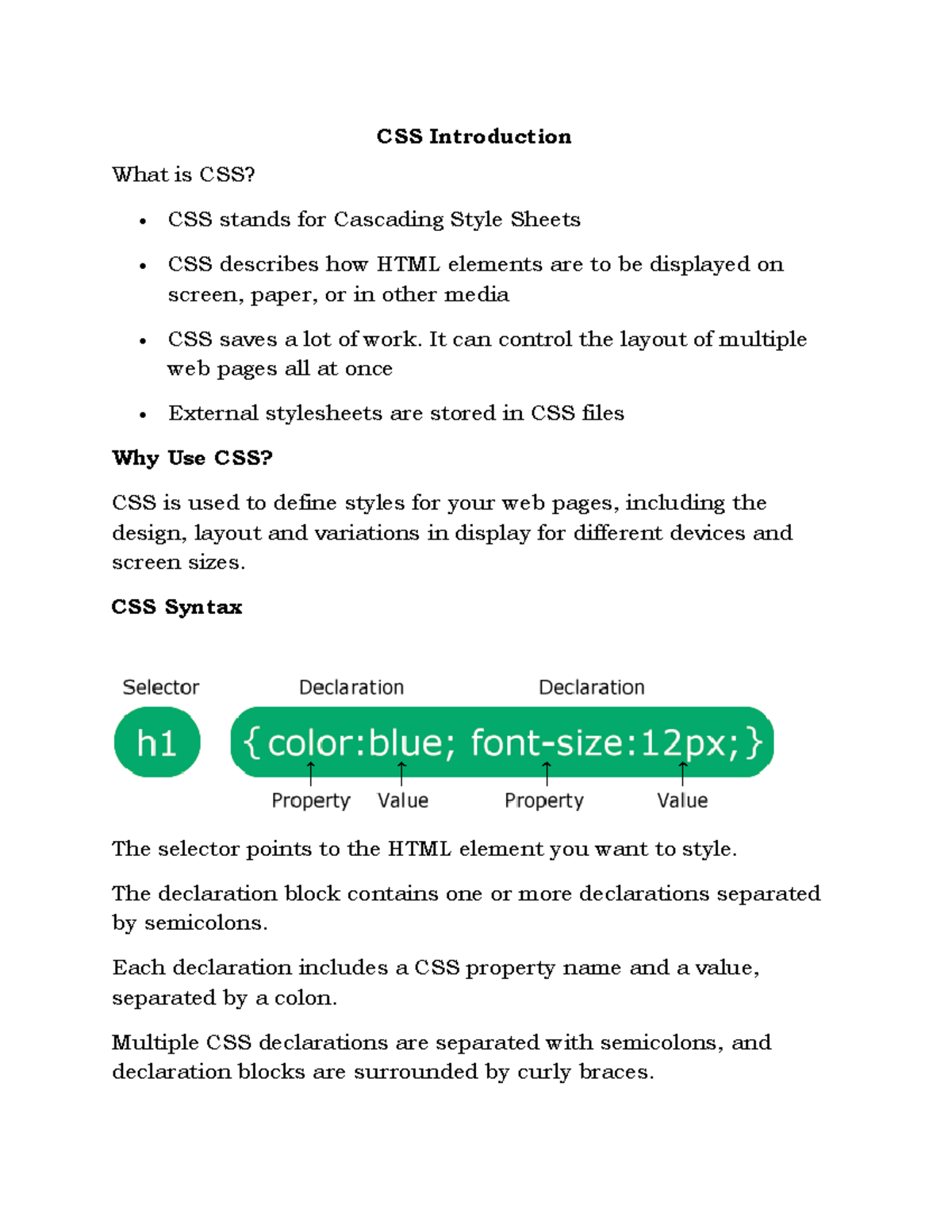 WEB01 Class CSS: Introduction to Cascading Style Sheets - Studocu
