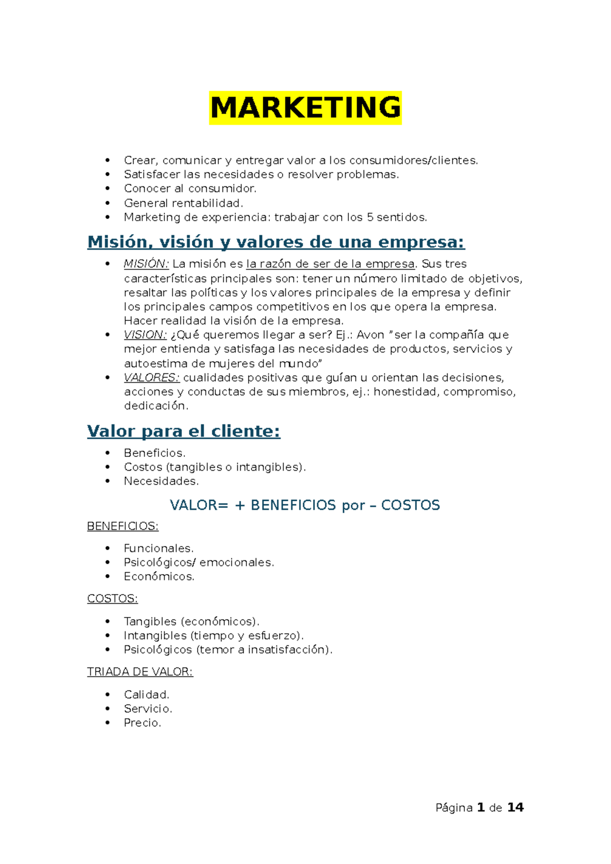 Apuntes de Marketing - MKT101: Estrategias y Conceptos Clave - Studocu