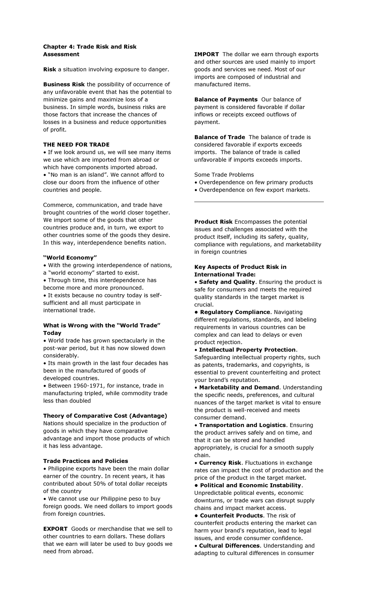 CH4 ppt to DOCS - Internation business and trade risk - Chapter 4 ...