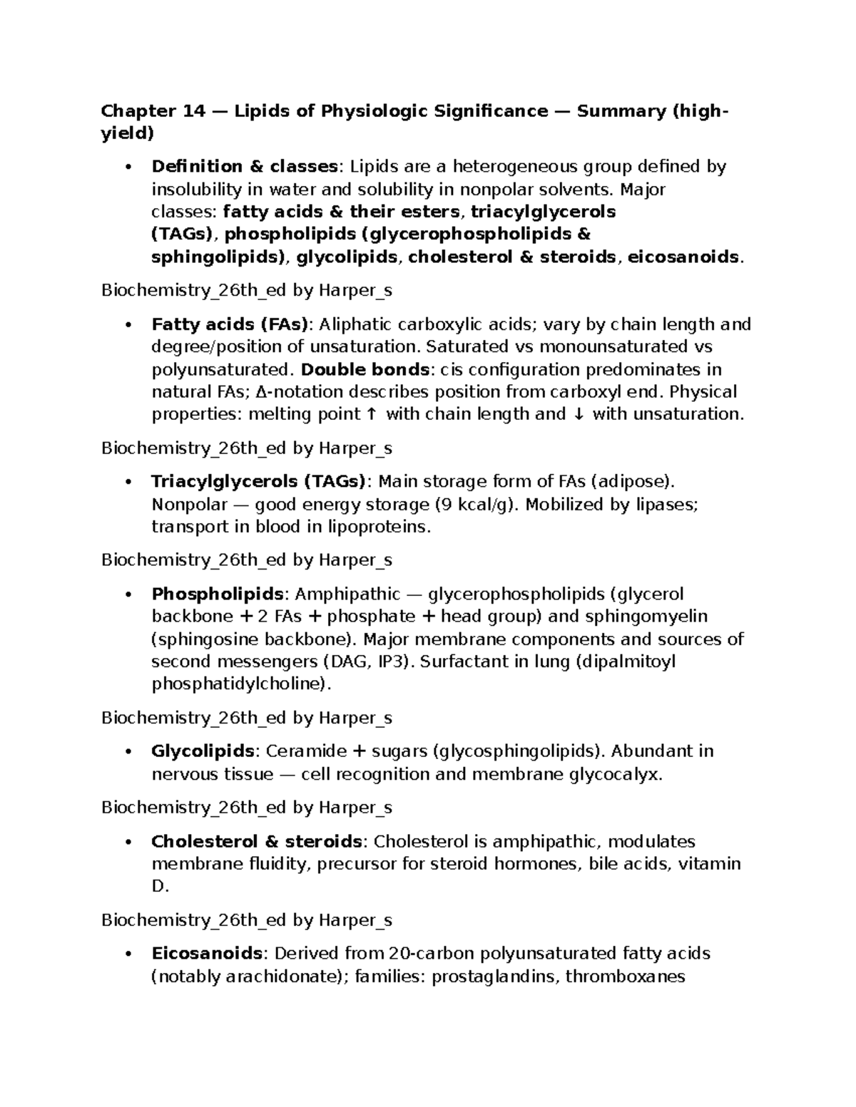 Biochemistry_26th_ed: Chapter 14 Lipids of Physiologic Significance ...