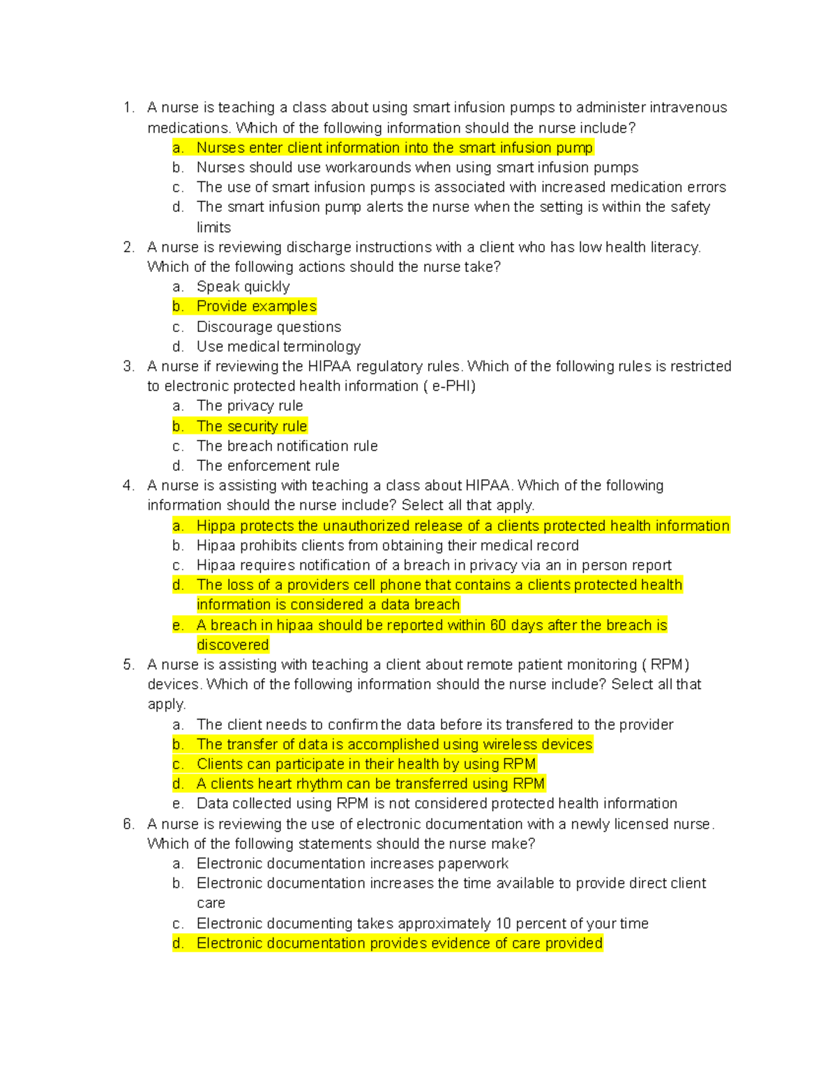 Fundamentals of Nursing Exam 2 - Practice Questions and Answers - Studocu