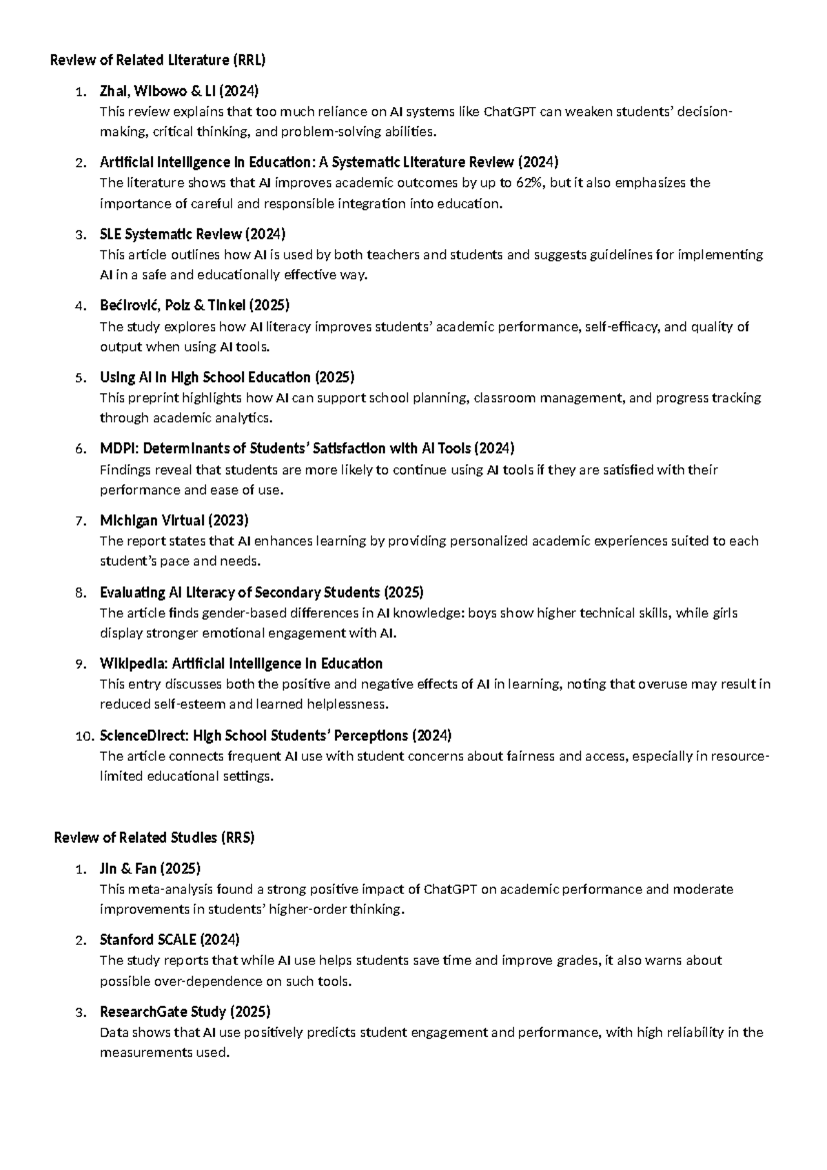 Chapter 2: Review of Related Literature on AI in Education (RRL) - Studocu