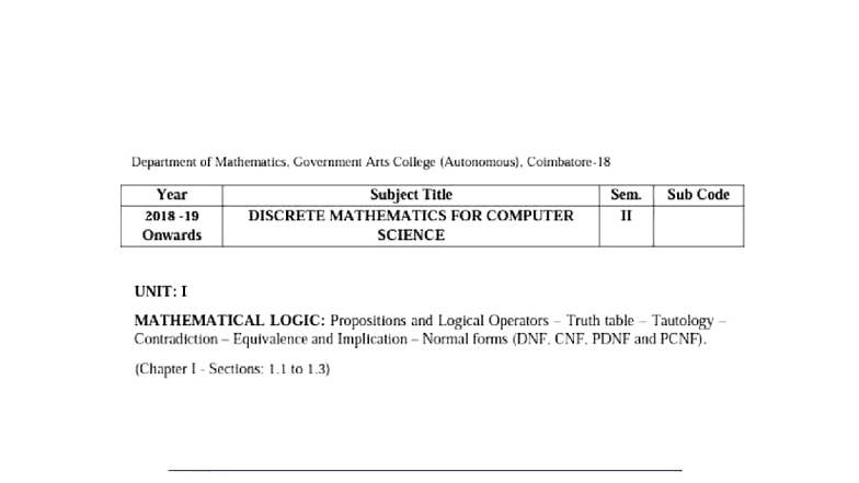 Discrete Mathematics for Computer Science (18BCS25A) - Unit 1 Notes ...