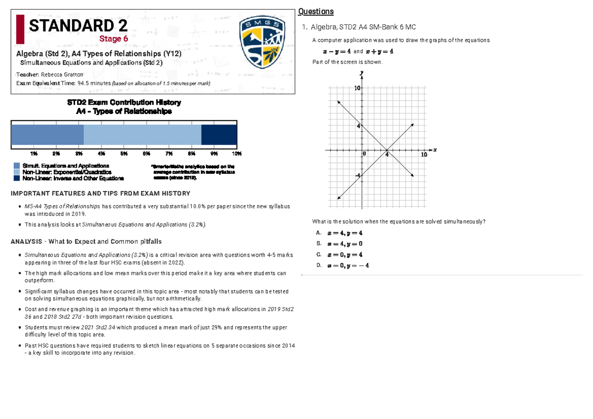 Ch 5 HSC Questions: Simultaneous Equations Analysis (STD2 A4) - Studocu