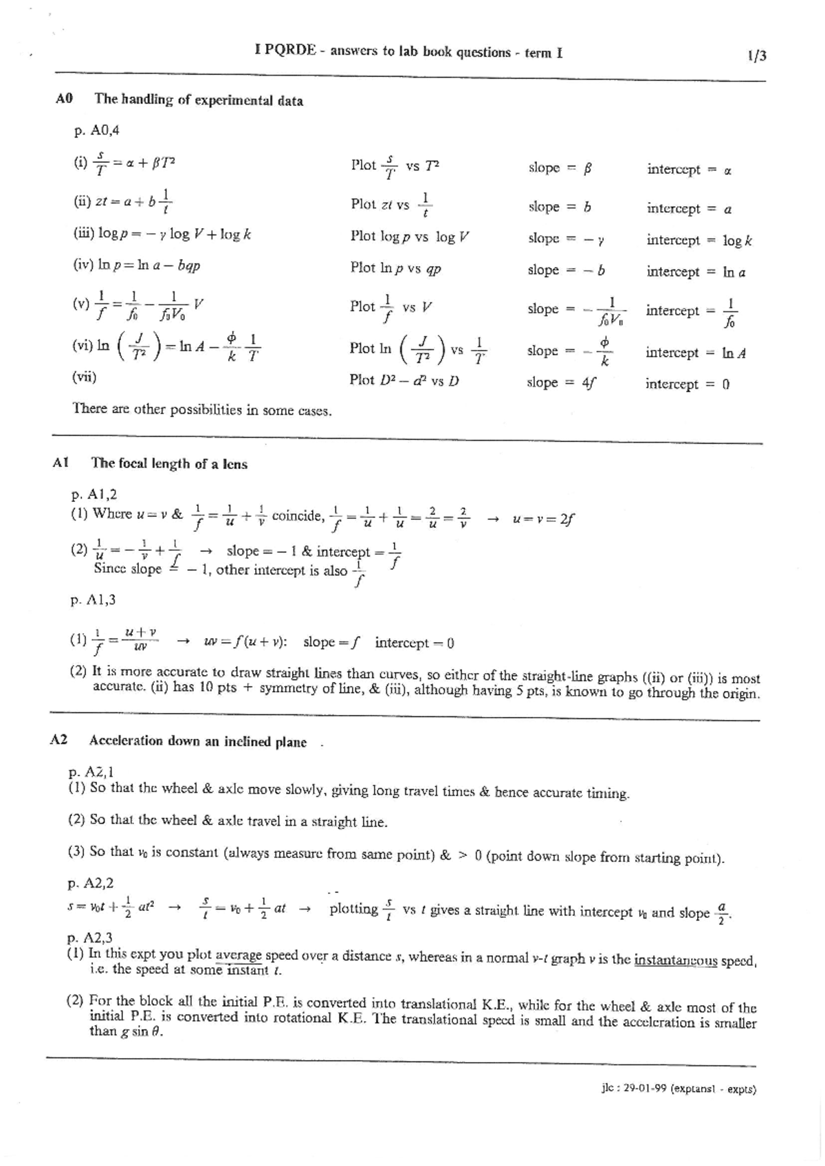 PHYS1001 LAB SEM 1 Lab Book Q&A Responses and Explanations - Studocu