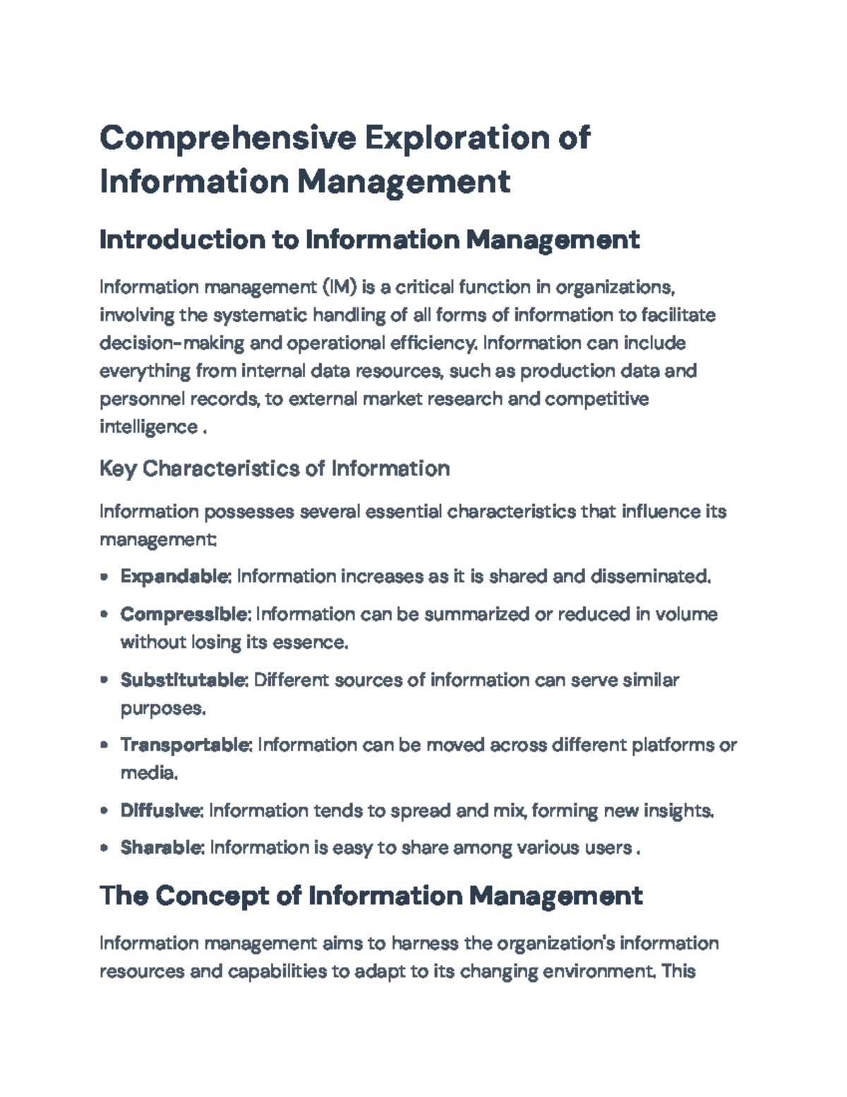 Comprehensive Overview of Information Management Strategies and ...