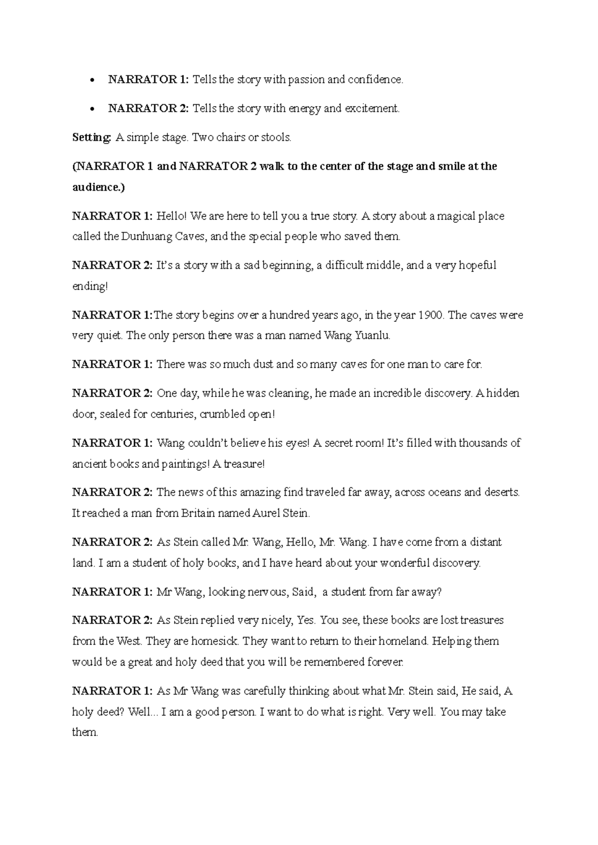 DUNH 101: Summary of the Dunhuang Caves Storytelling Script - Studocu