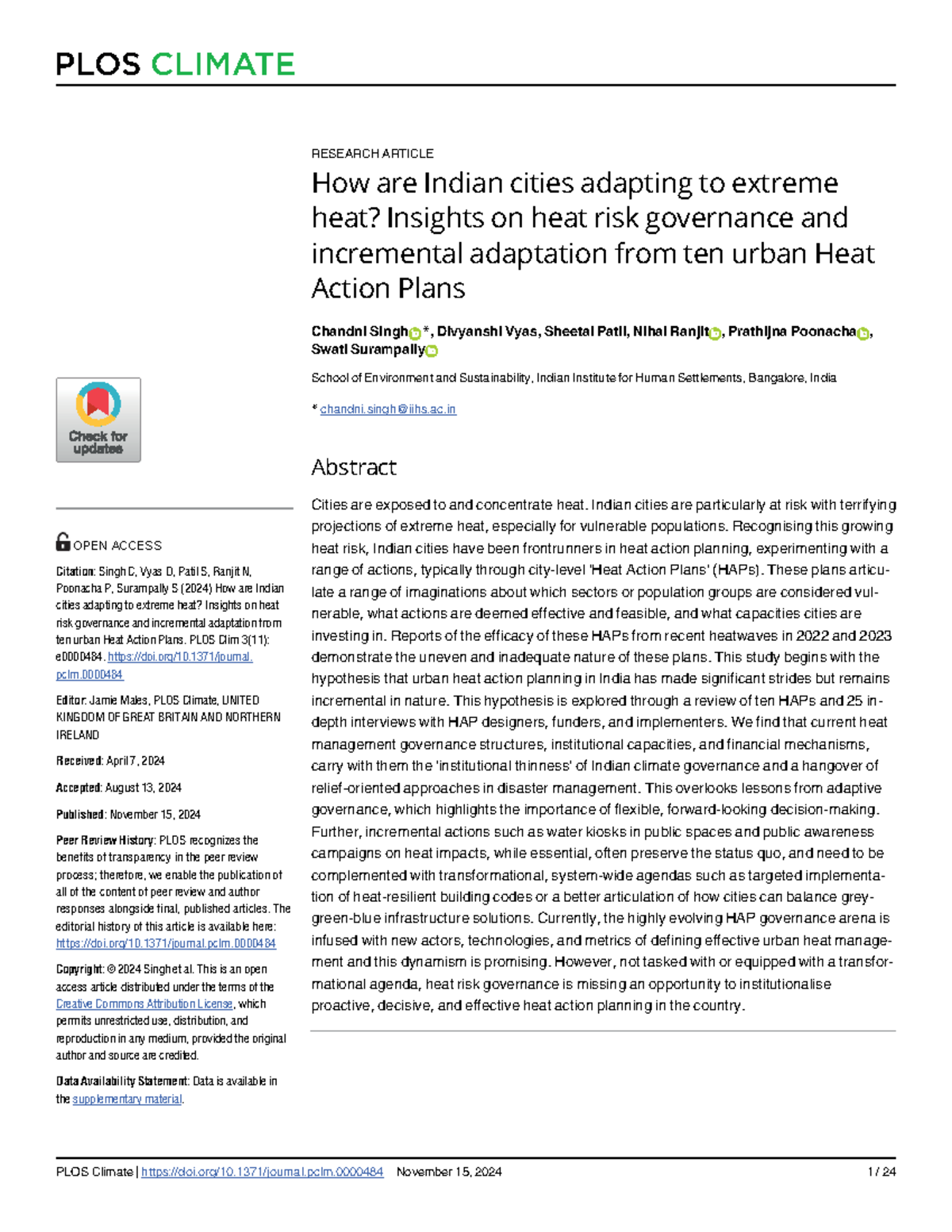 Urban Heat Adaptation in India: Insights from 10 Heat Action Plans ...
