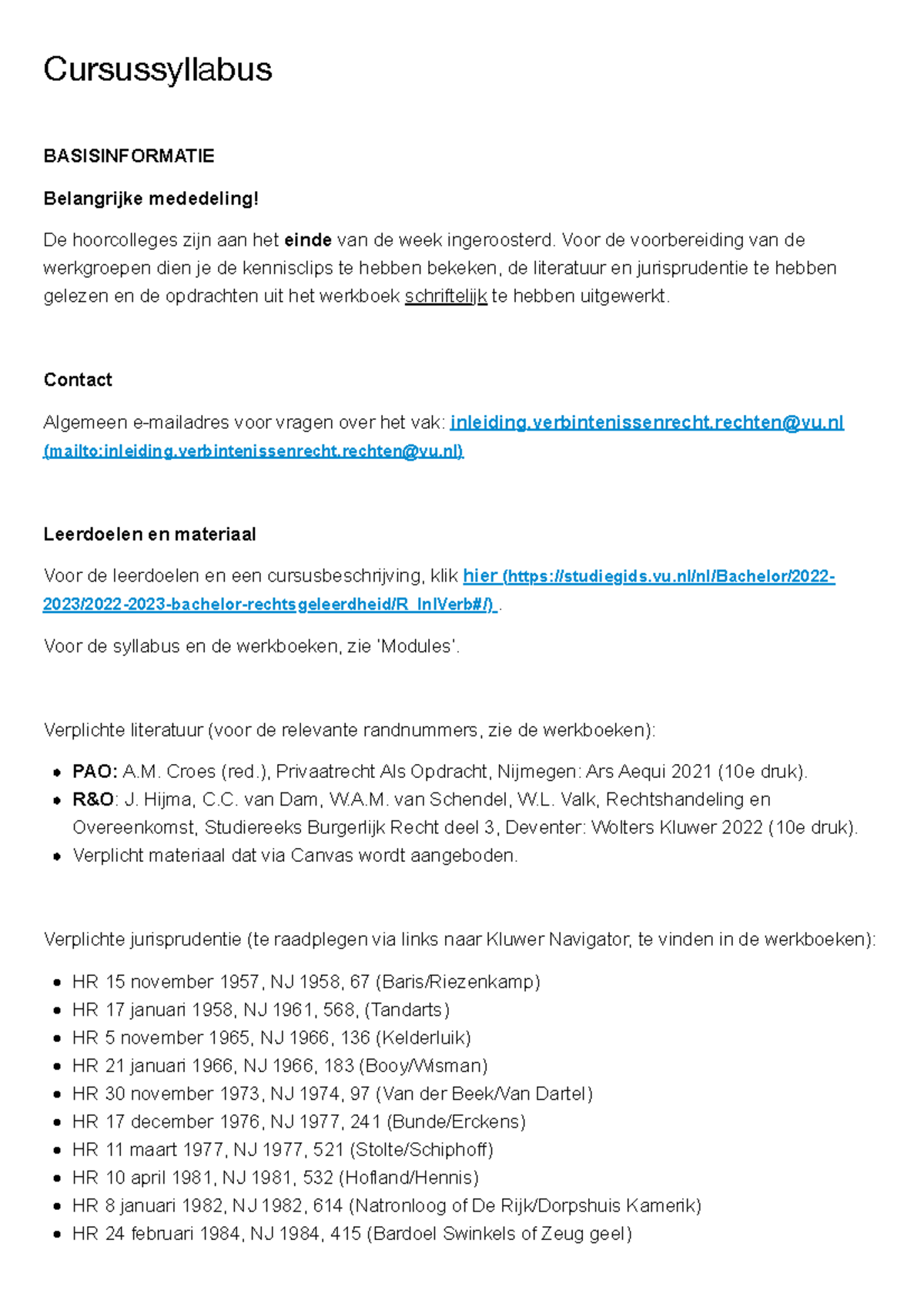Syllabus voor Inleiding verbintenissenrecht - Cursussyllabus ...