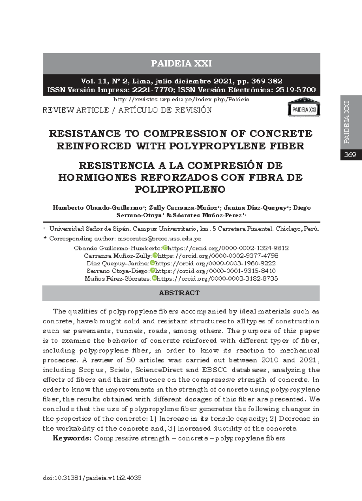 Resistance to Compression of Polypropylene Fiber Reinforced Concrete ...