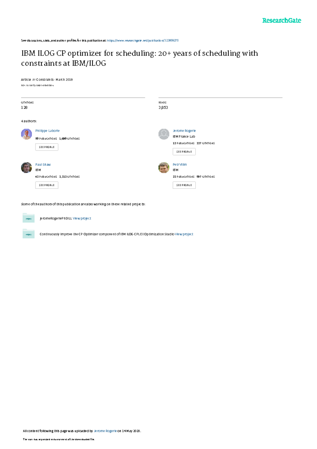 IBM ILOG CP Optimizer for Scheduling: A Comprehensive Overview - Studocu