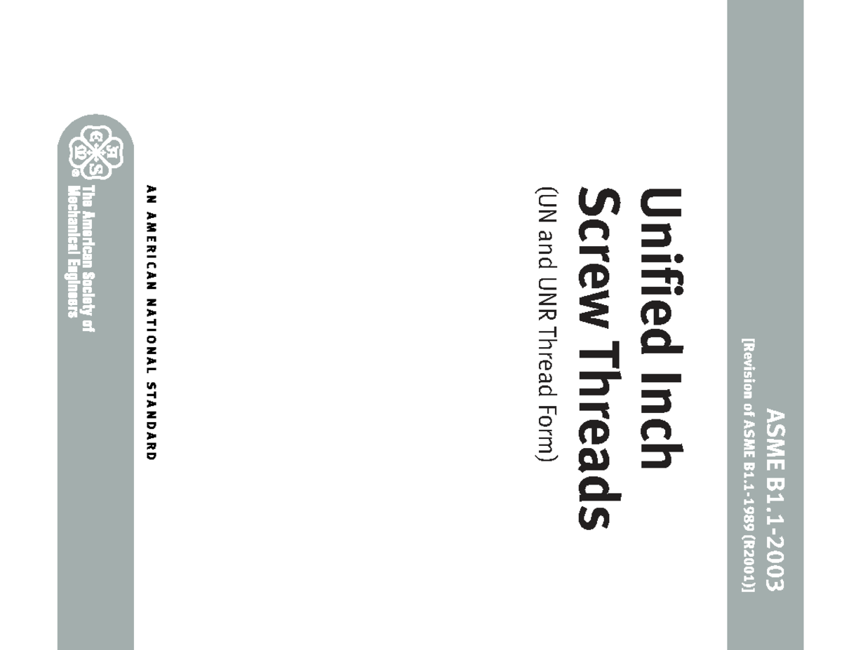ASME B1 Unified Inch Screw Threads: UN & UNR Thread Forms Overview ...
