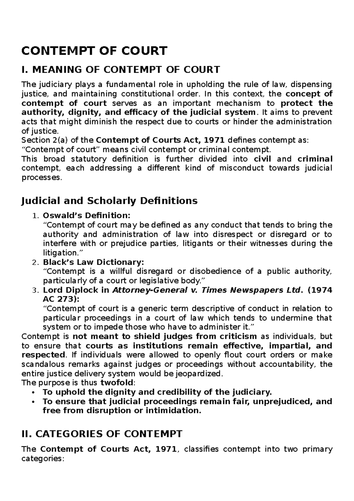 Contempt of Court: Understanding Its Meaning and Categories (Law 101 ...