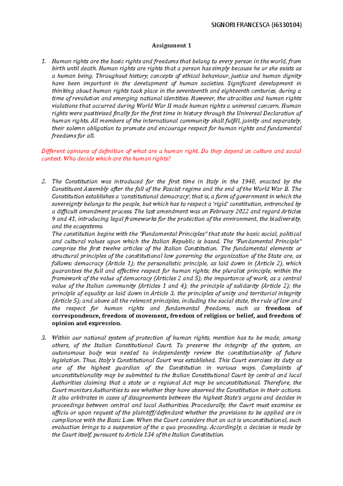 Human Rights Assignment: Understanding Fundamental Principles and ...