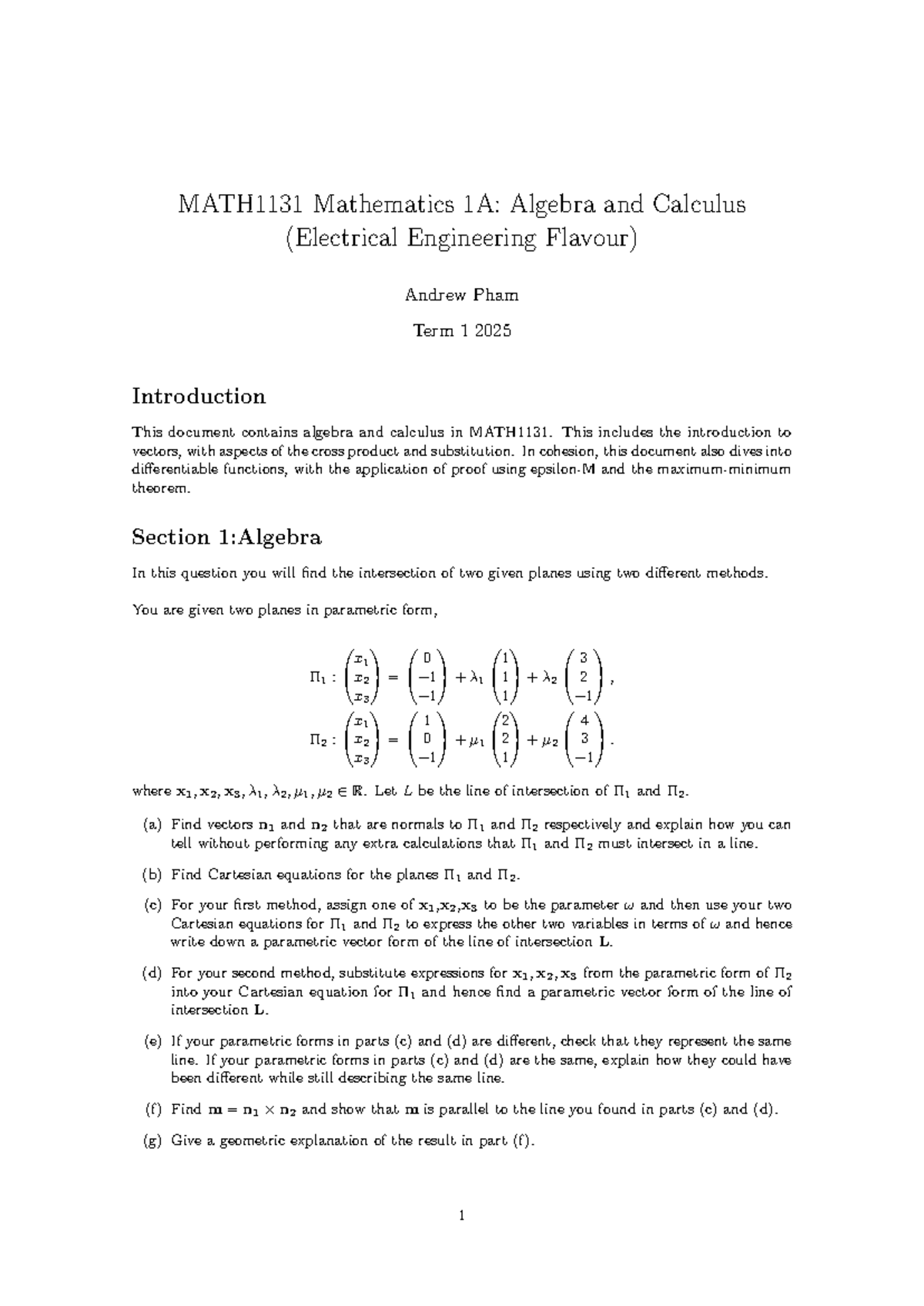 M1131 Assignment - Assingmentass - MATH1131 Mathematics 1A: Algebra and ...