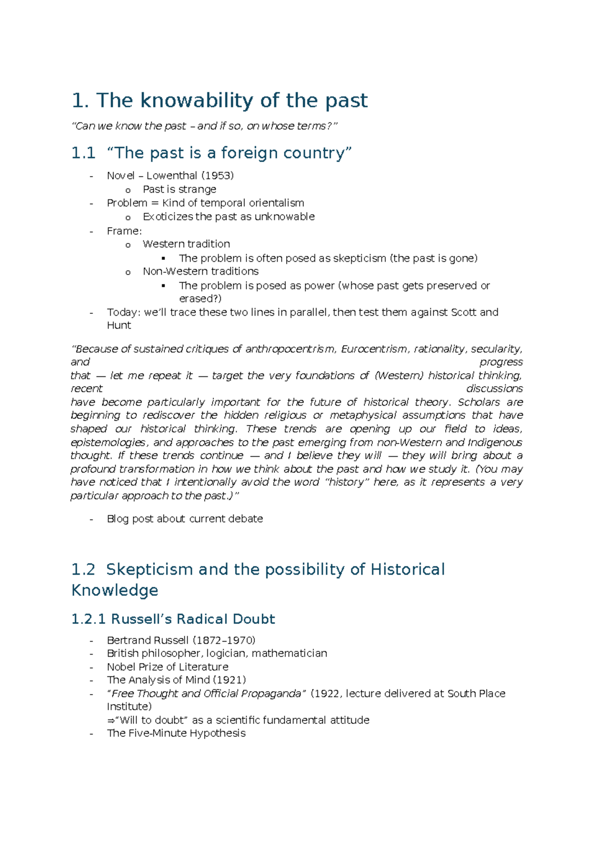 The Knowability of the Past: A Critical Examination of Historical ...