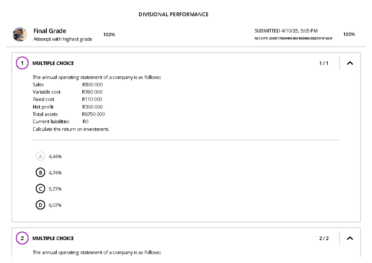 FIN 301: Divisional Performance Analysis - Final Exam Review Notes ...