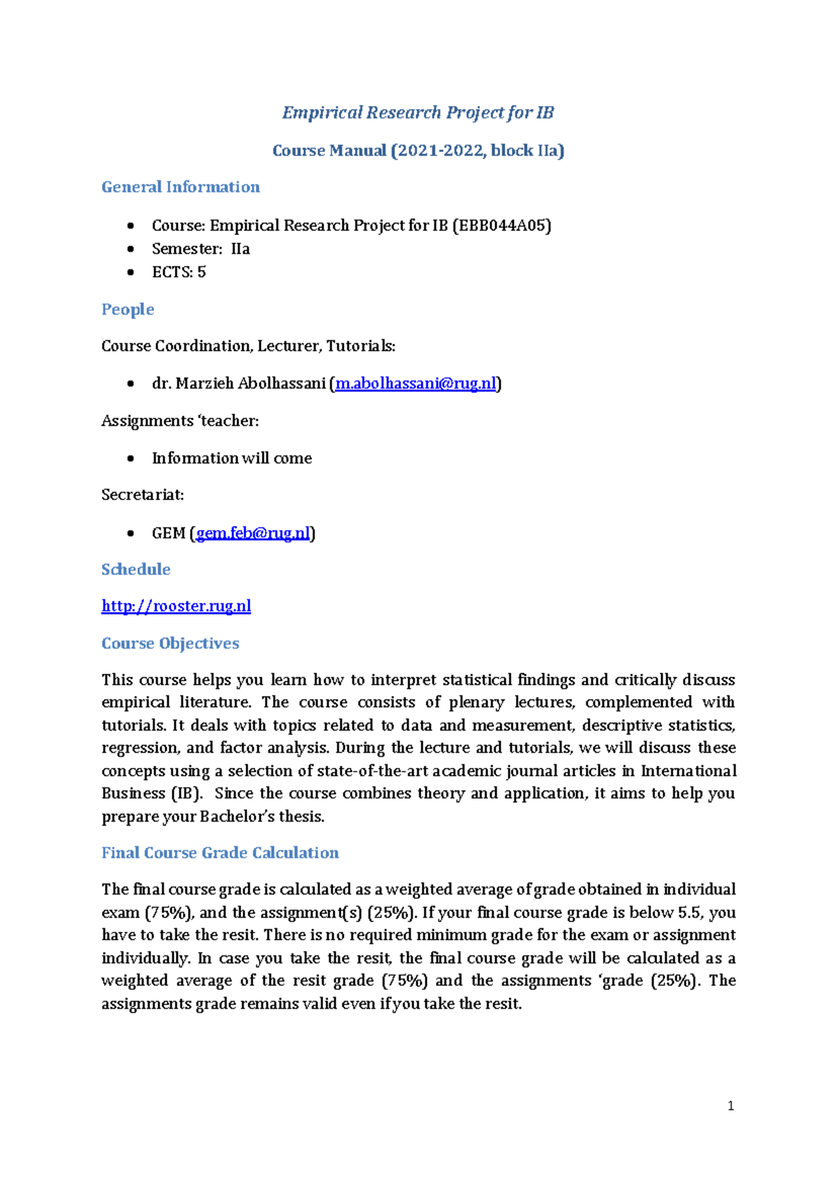 Empirical Research Project for IB (EBB044A05) - Course Manual IIa 2021 ...