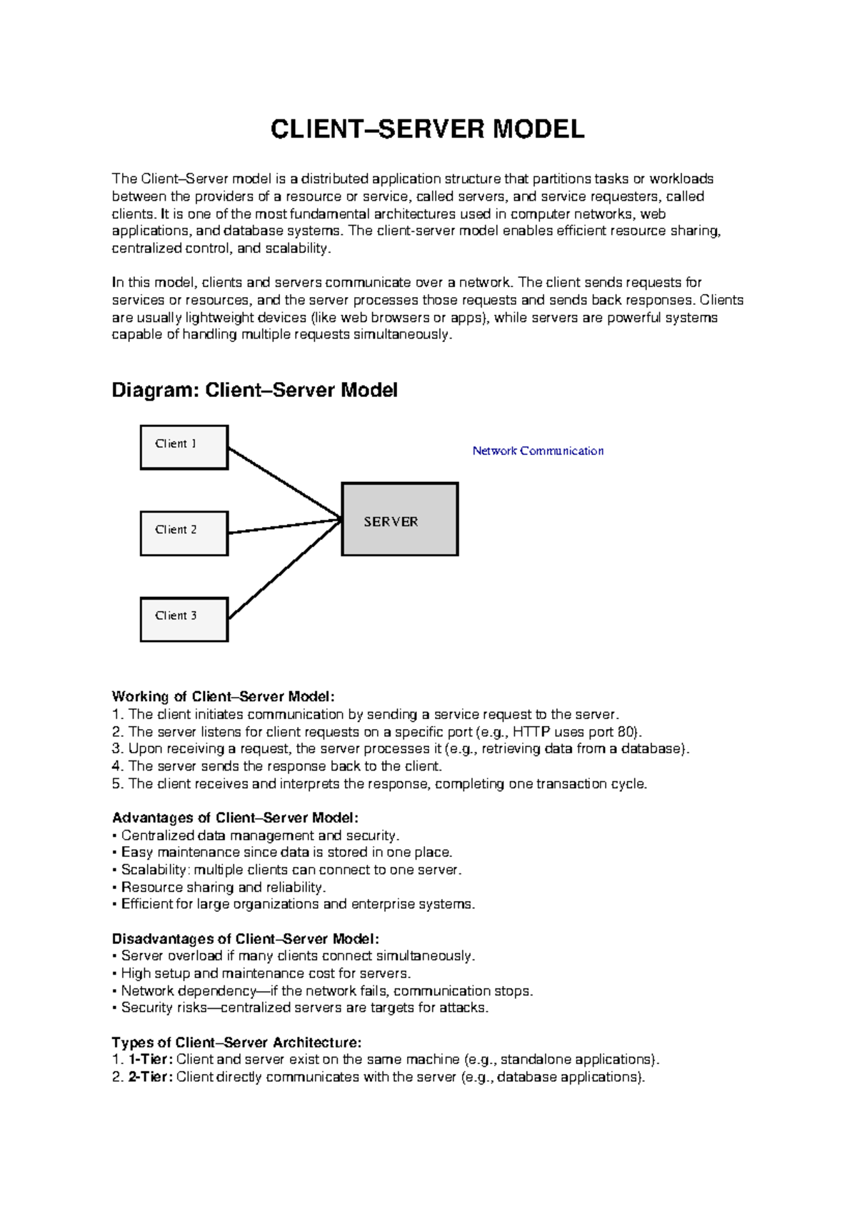 Client-Server Model Lecture Notes: Architecture & Communication - Studocu