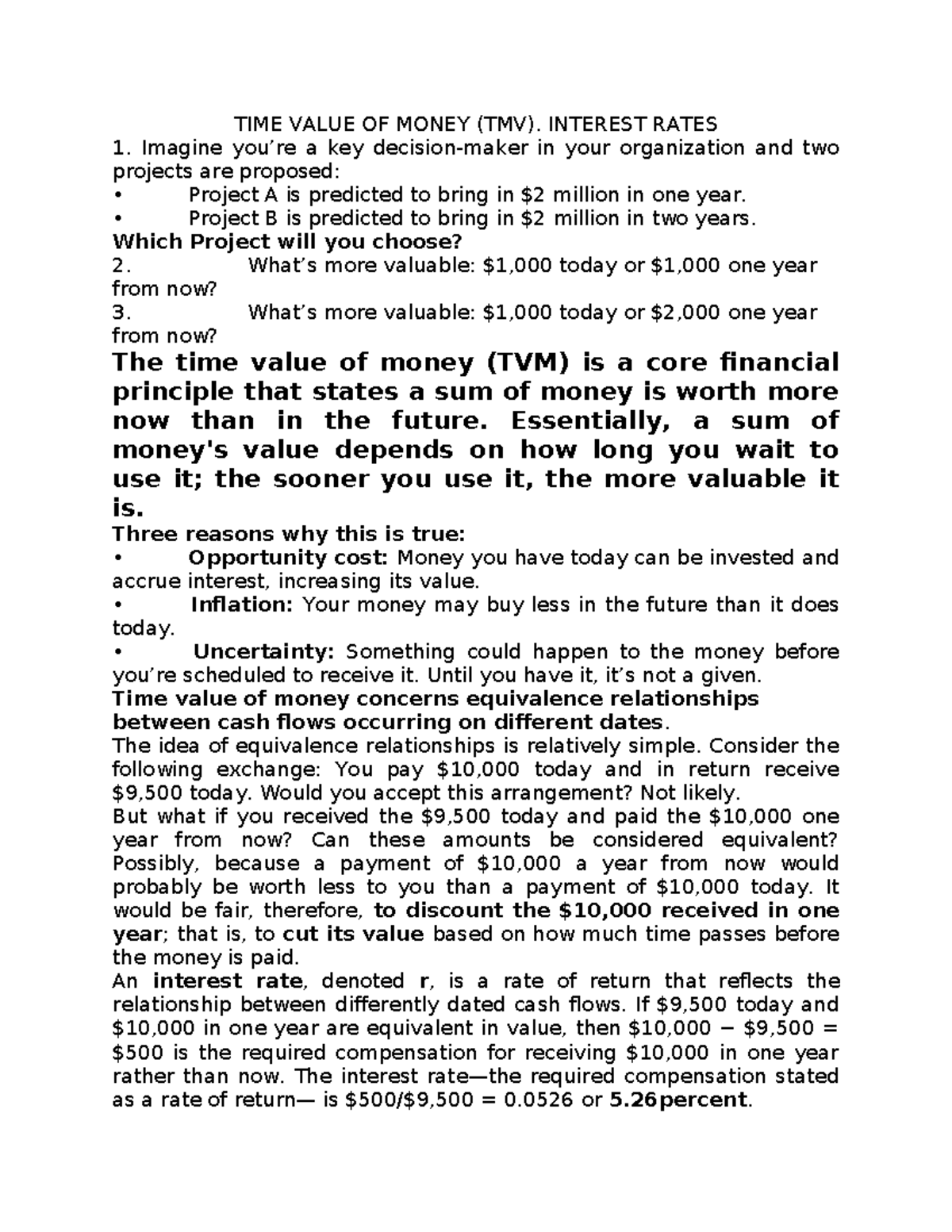 TIME VALUE OF MONEY (TVM) - Key Concepts and Applications - Studocu