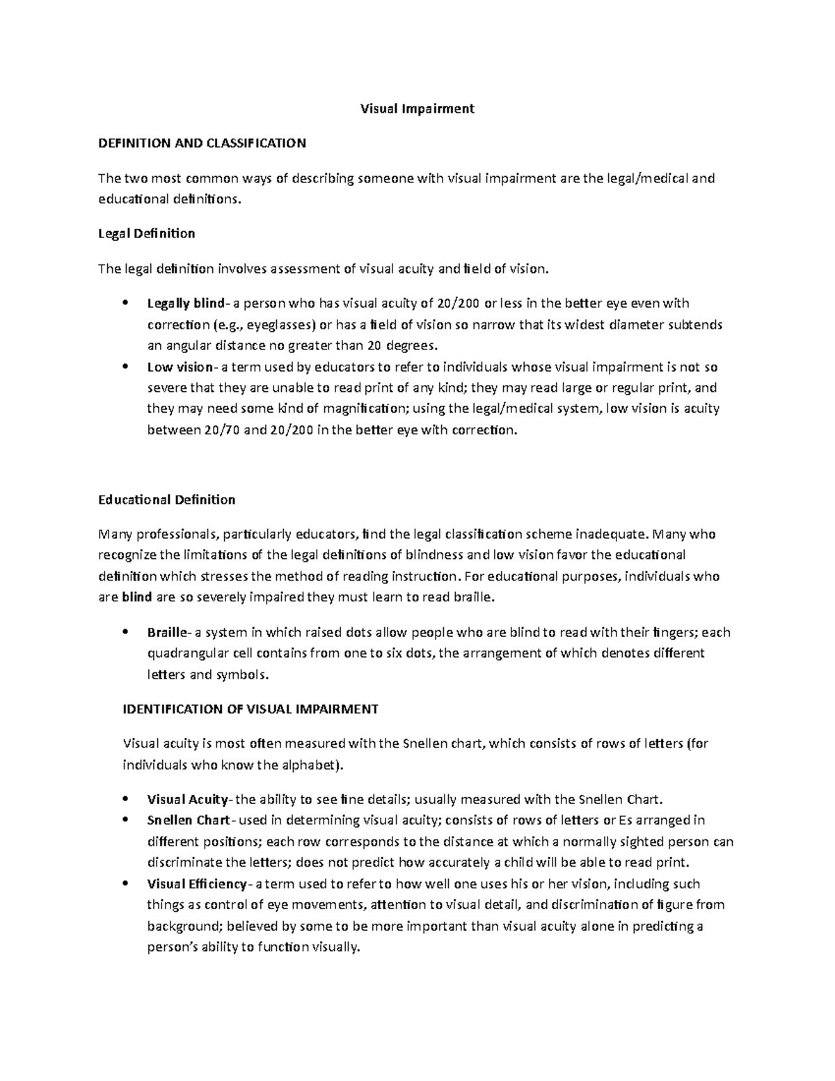 Visual Impairment - Chem331 - Visual Impairment DEFINITION AND ...