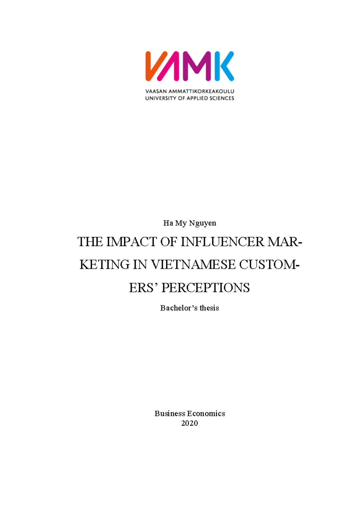 THE Impact OF Influencer Marketing IN Vietnamese Customers' Perceptions ...
