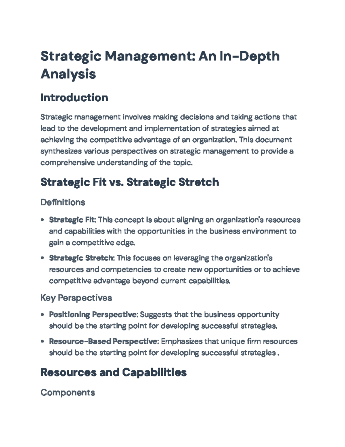 Strategic Management: Comprehensive Analysis of Core Concepts ...