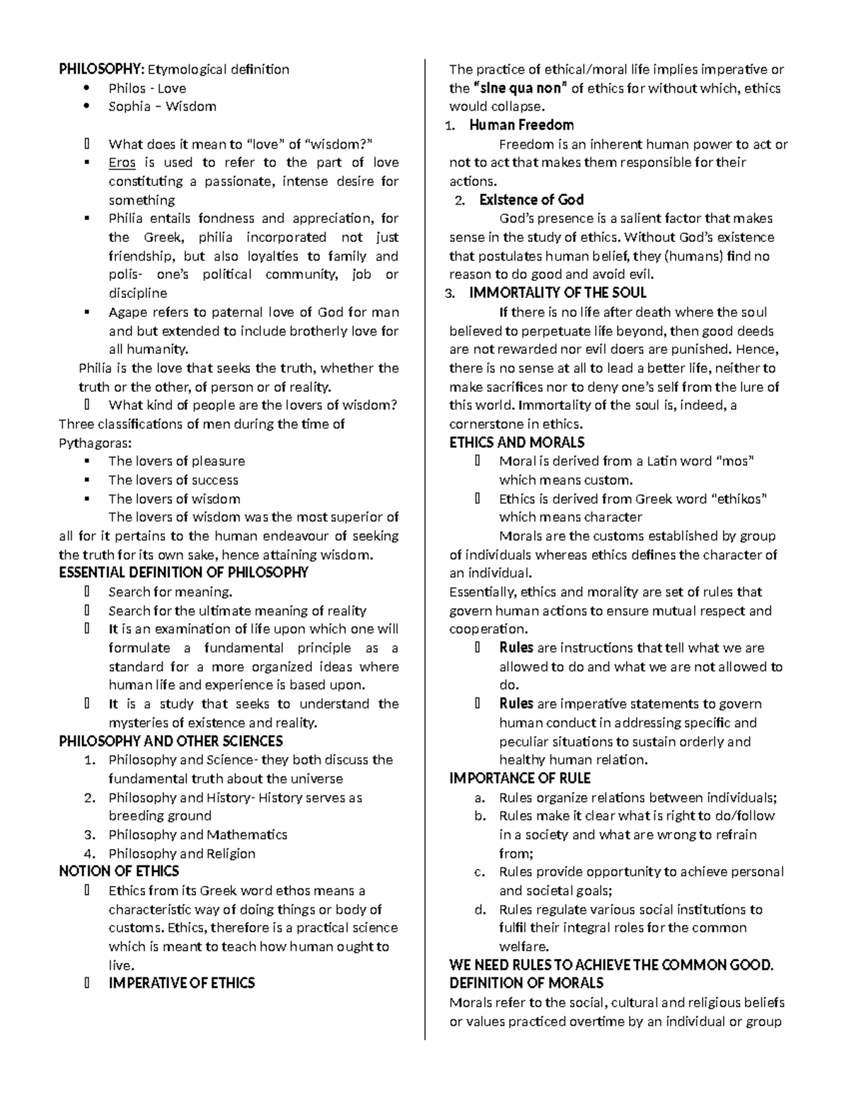 PHILOSOPHY 101: Comprehensive Notes on Ethics and Morality - Studocu