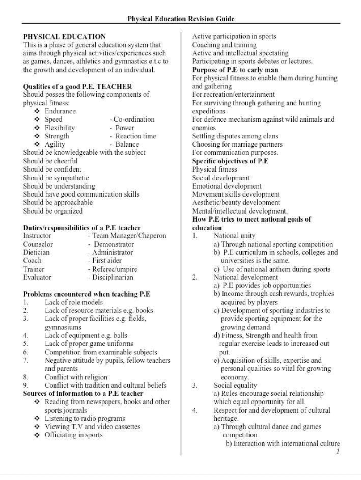 Physical Education Revision Guide: Key Concepts and Teaching Strategies ...