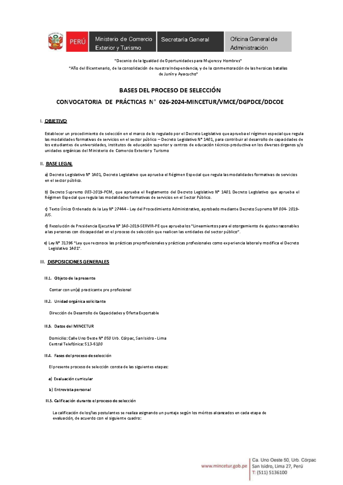 Bases del Proceso de Selección para Prácticas - 026-2024 - Studocu