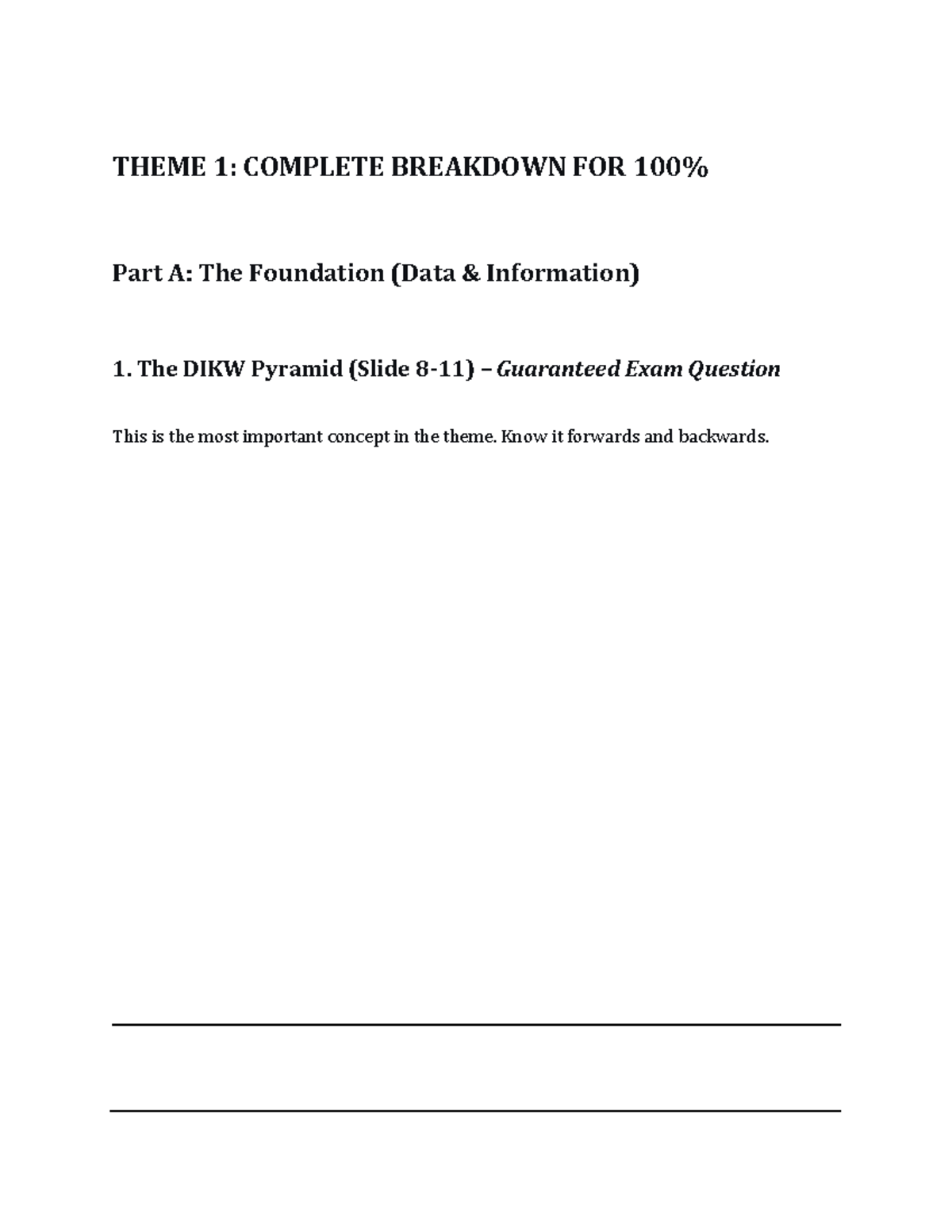 Theme 1 Breakdown: DIKW Pyramid & Info Organization INL310 - Studocu