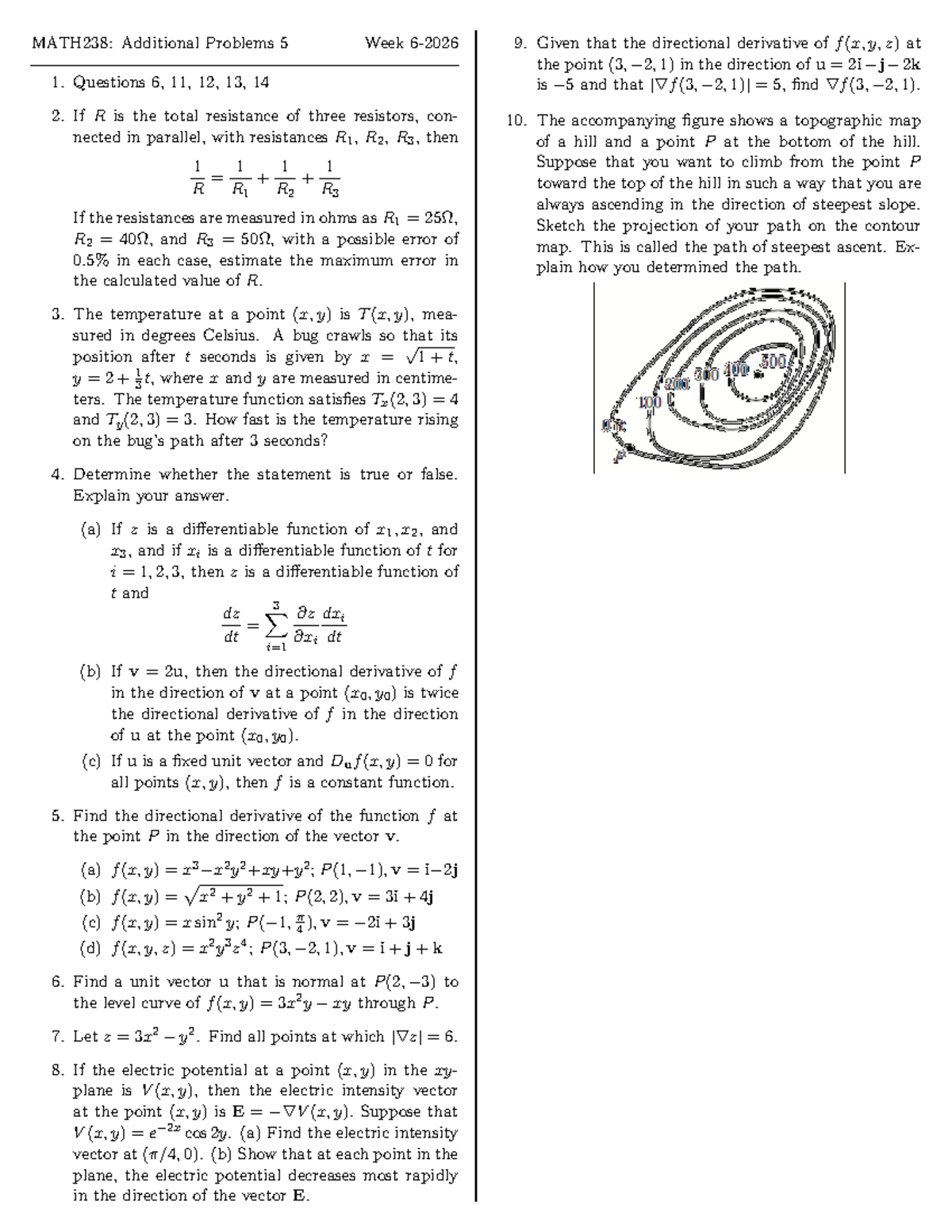 MATH238: Additional Problems 5 - Week 9 Practice Notes - Studocu
