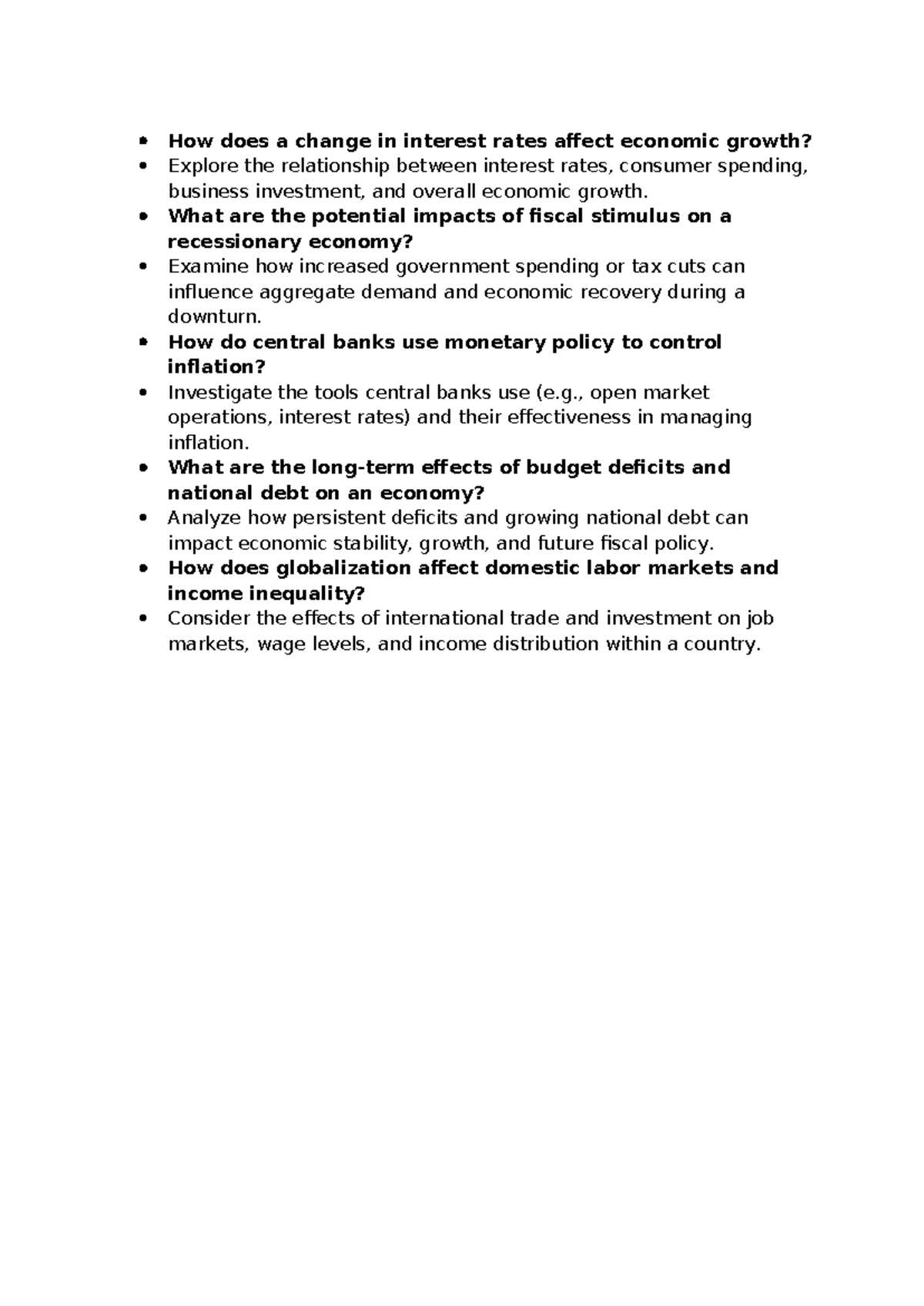 Macroeconomic Questions and Analysis for ECON 101 Final Exam - Studocu