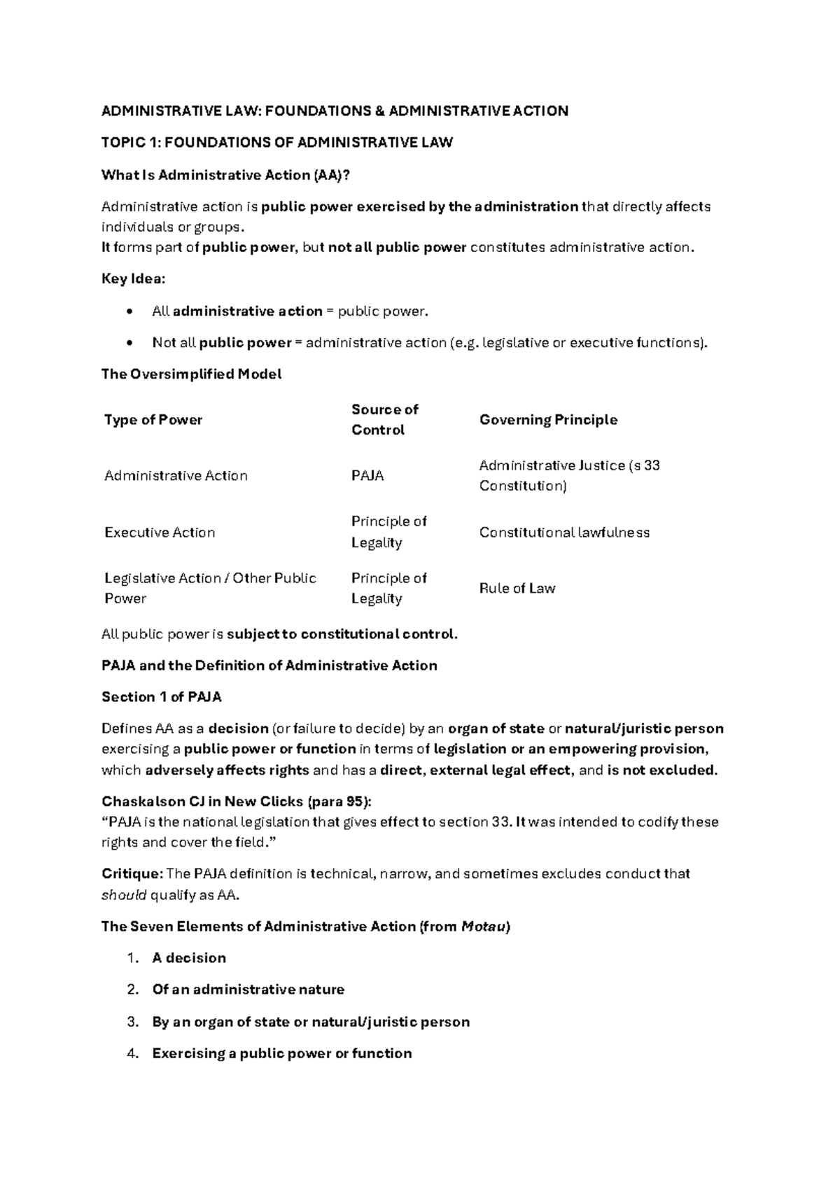 ADMIN LAW 101: FOUNDATIONS OF ADMINISTRATIVE ACTION EXAM NOTES - Studocu