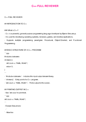 Full Detailed English Midterm Reviewer - MIDTERM REVIEWER C++ ...