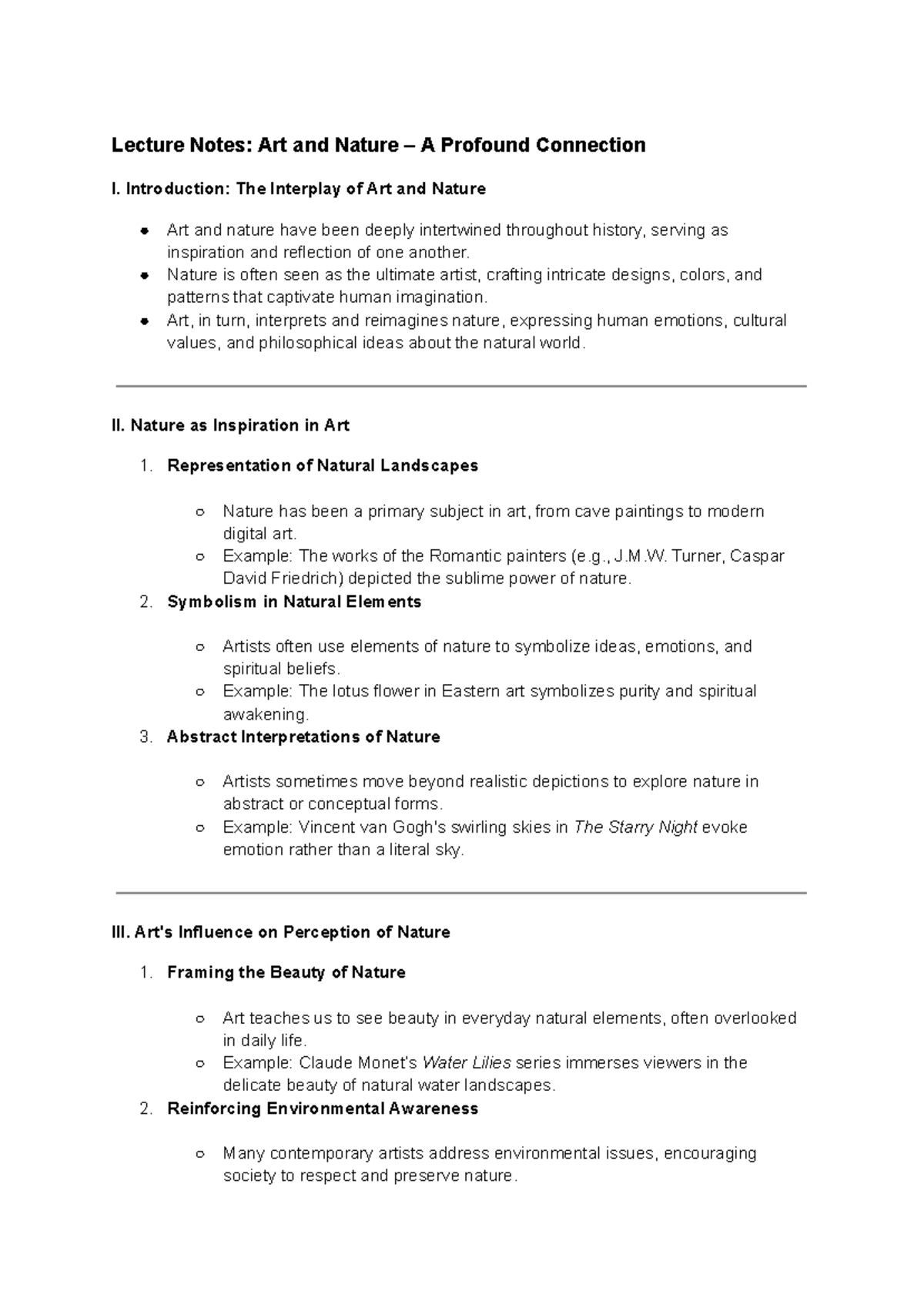 Lecture Notes Art and Nature – A Profound Connection - Lecture Notes ...