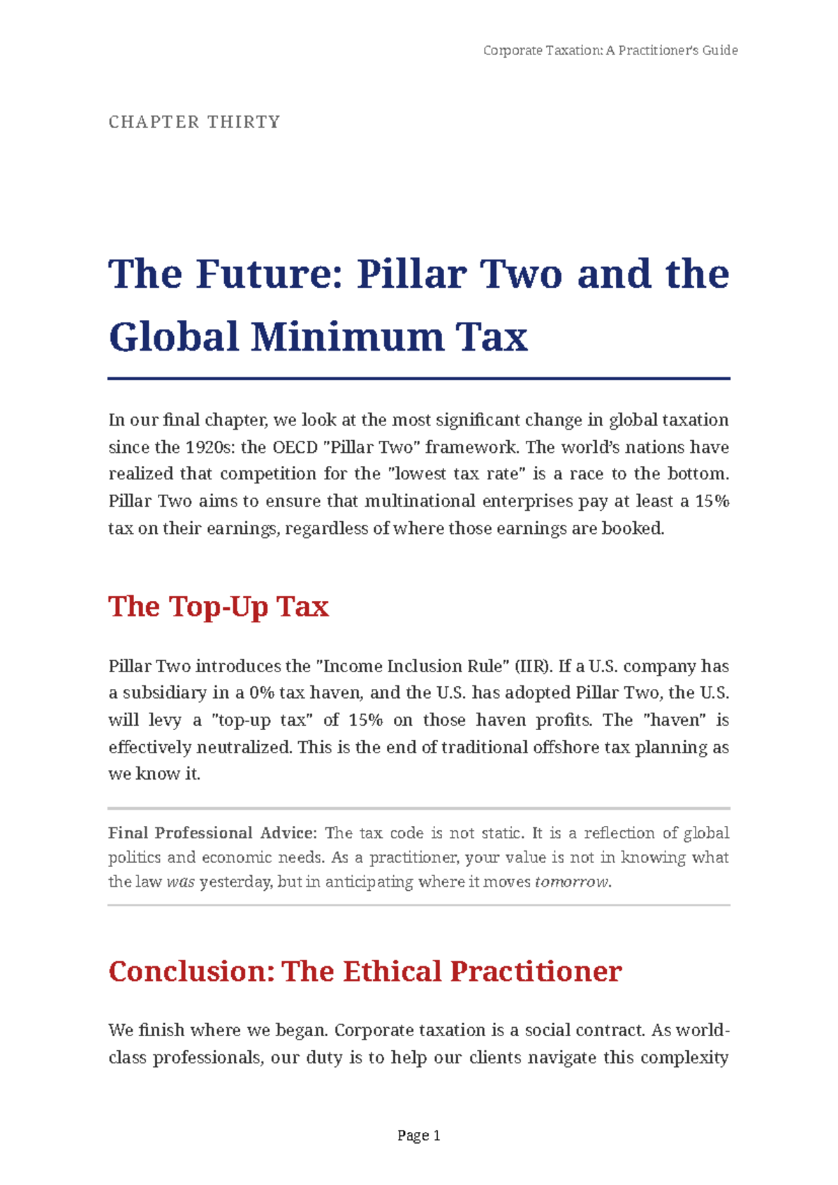 Corporate Taxation: CH 30 - The Future of Global Minimum Tax - Studocu