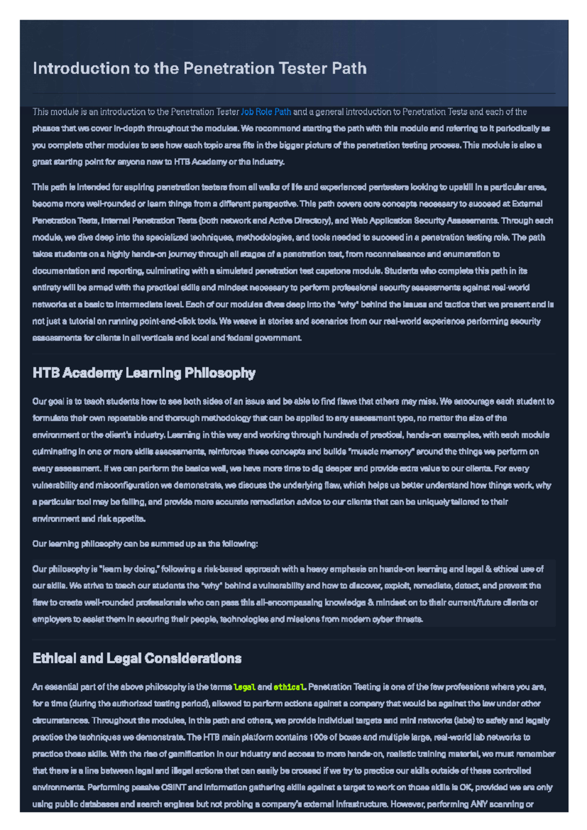 Module 1 - Penetration Testing Process - Introduction to the ...