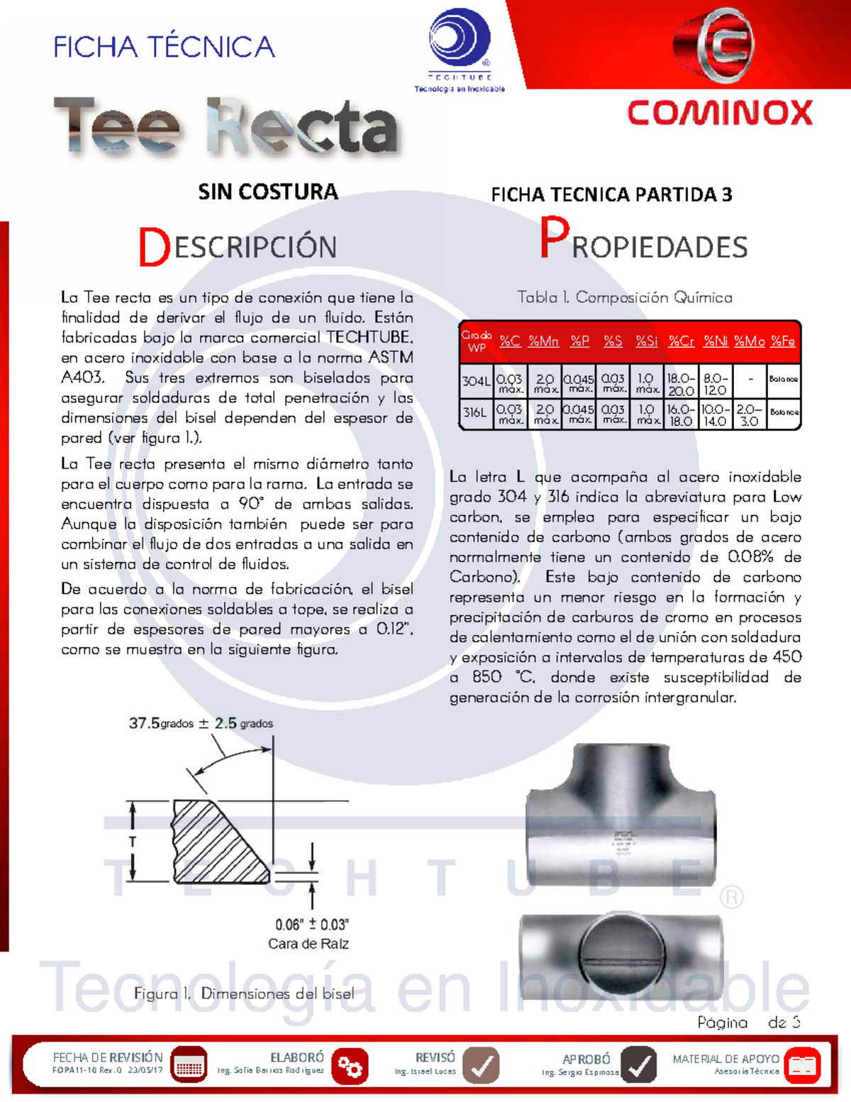 Ficha Técnica Tee Inox 316 Sin Costura - Partida 3 - Studocu
