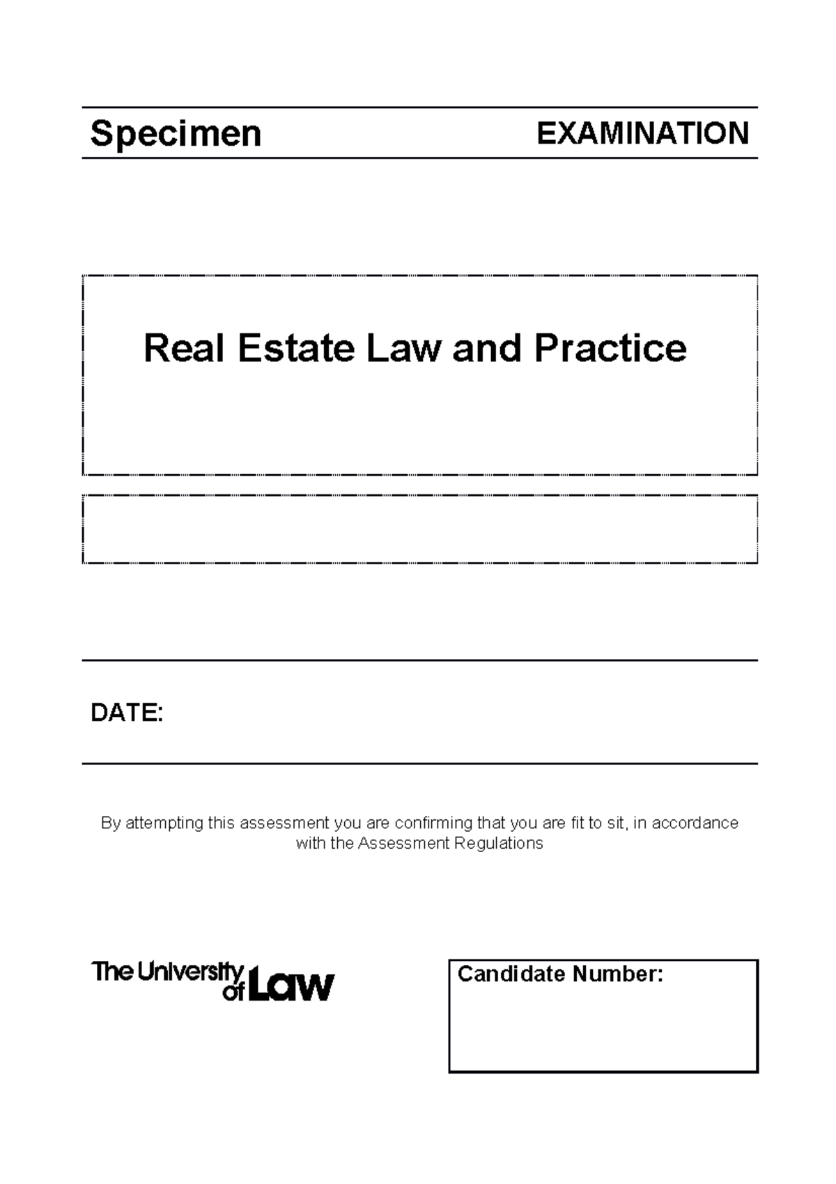 2223 RE CE01 Specimen Exam Assessment - Real Estate Law & Practice ...