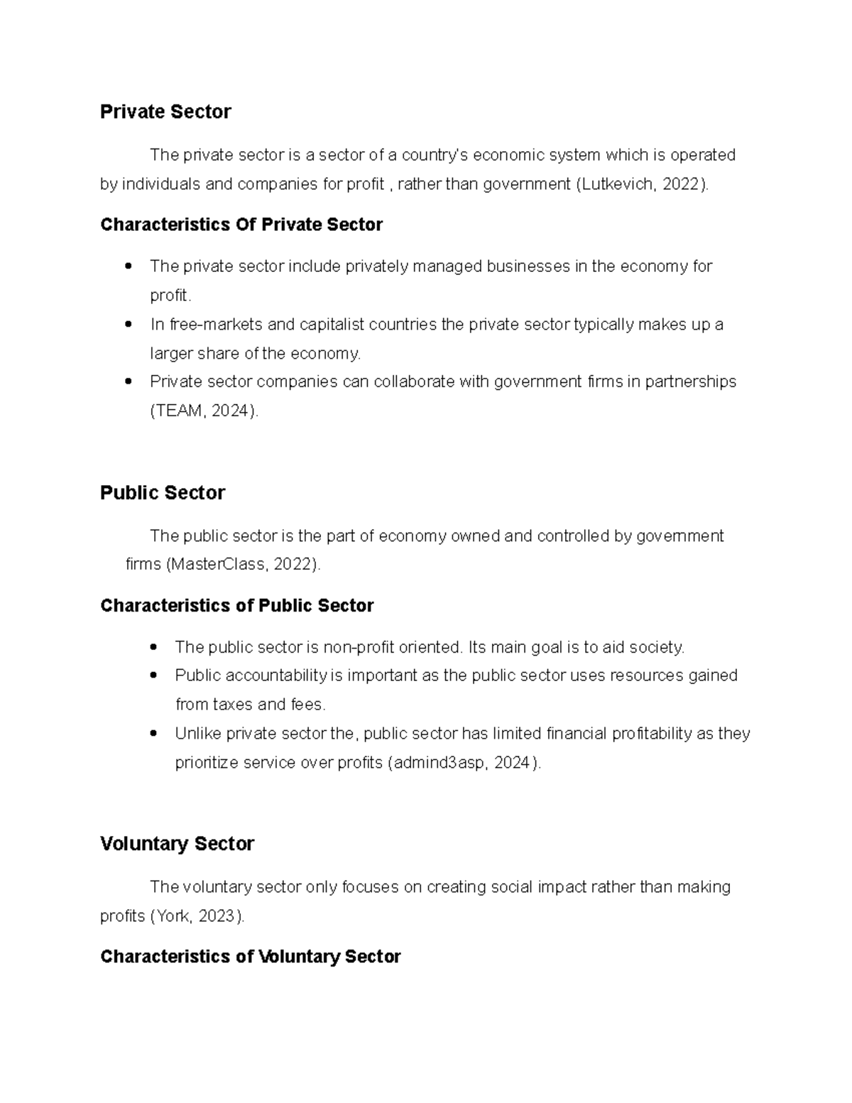 The 3 sectors - i am just a broke student - Private Sector The private ...
