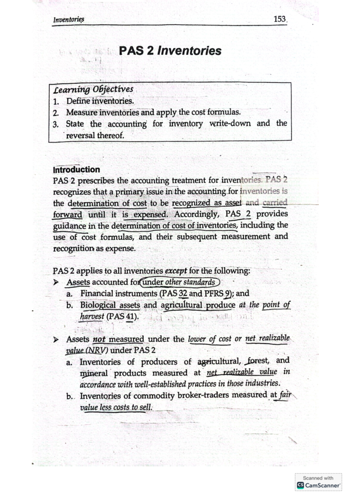 PAS 2 Inventories Guide: Measurement, Cost Formulas & Recognition - Studocu