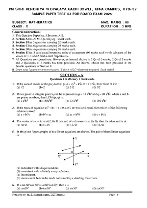 Maths Class X Sample Paper Test 02 for Board Exam 2025 - Studocu